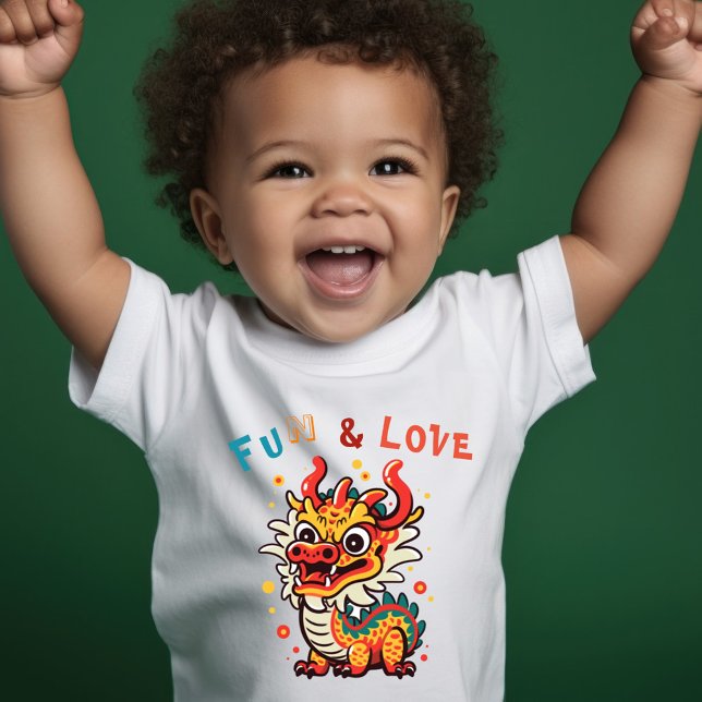 Fun Carton Dragon Chinese New Year Fu Kids Gift Toddler T-shirt (Creator Uploaded)