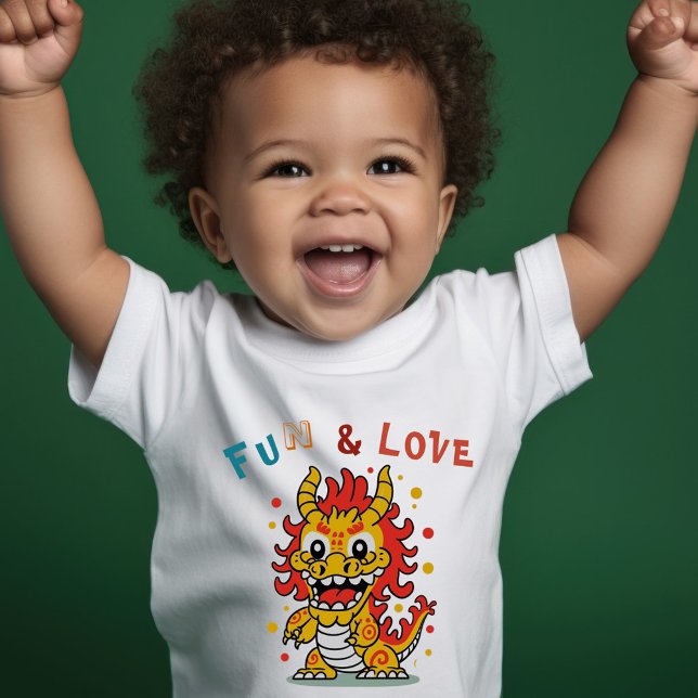 Fun Carton Dragon Chinese New Year Fu Kids Gift Toddler T-shirt (Creator Uploaded)