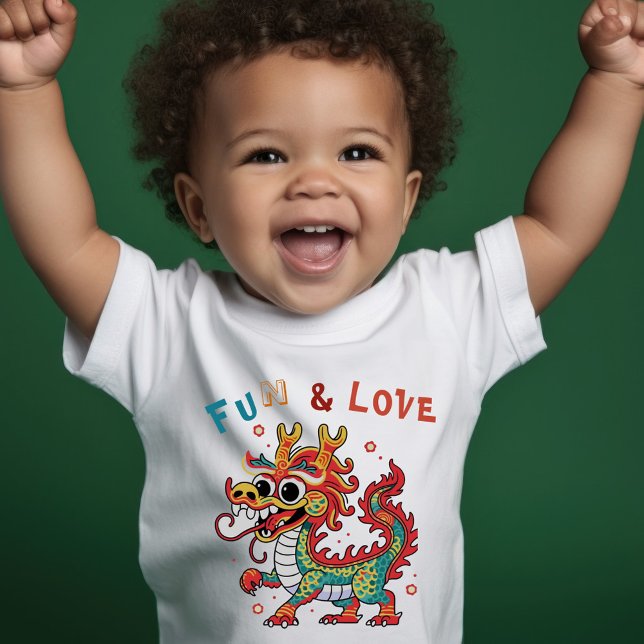 Fun Carton Dragon Chinese New Year Fu Kids Gift Toddler T-shirt (Creator Uploaded)