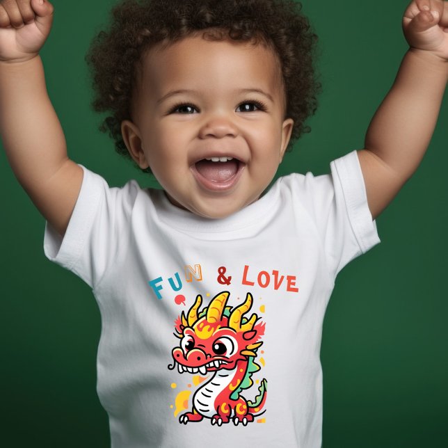 Fun Carton Dragon Chinese New Year Fu Kids Gift Toddler T-shirt (Creator Uploaded)