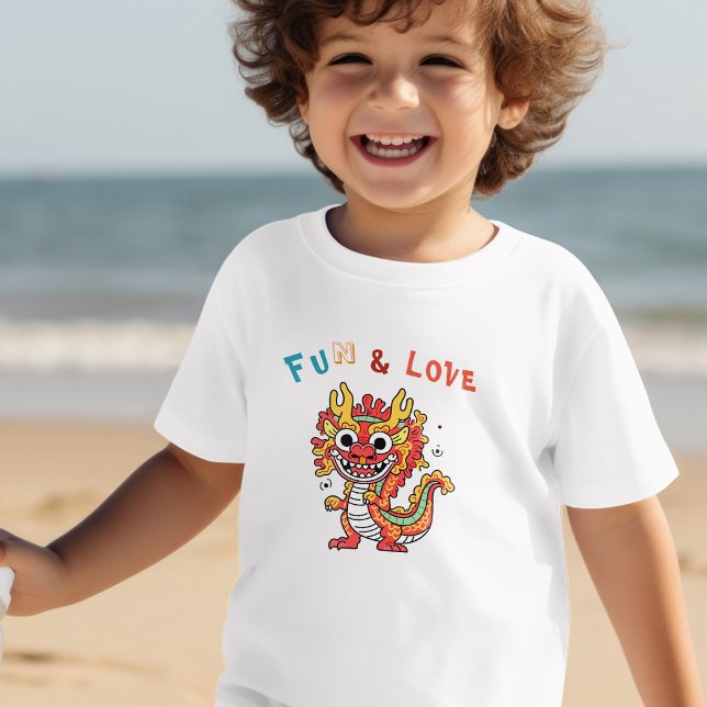 Fun Carton Dragon Chinese New Year Fu Kids Gift Toddler T-shirt (Creator Uploaded)