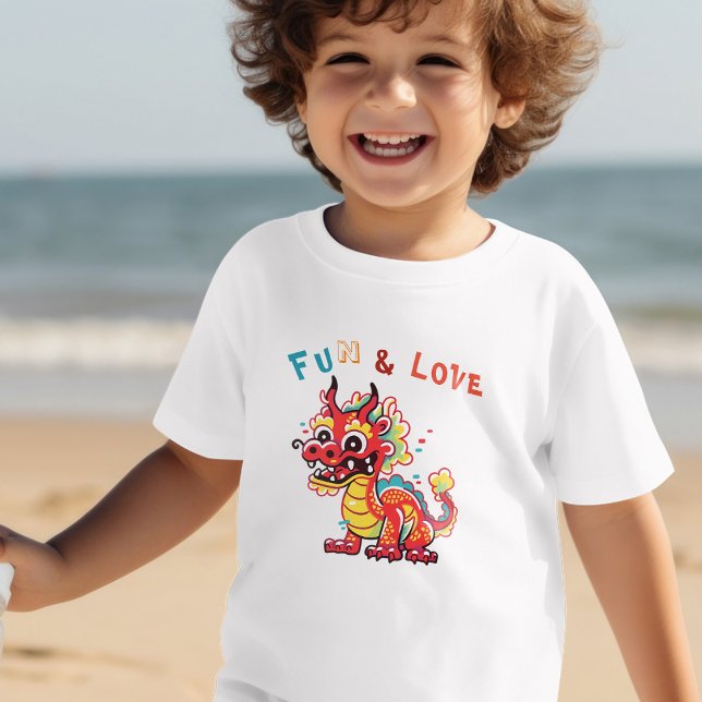 Fun Carton Dragon Chinese New Year Fu Kids Gift Toddler T-shirt (Creator Uploaded)