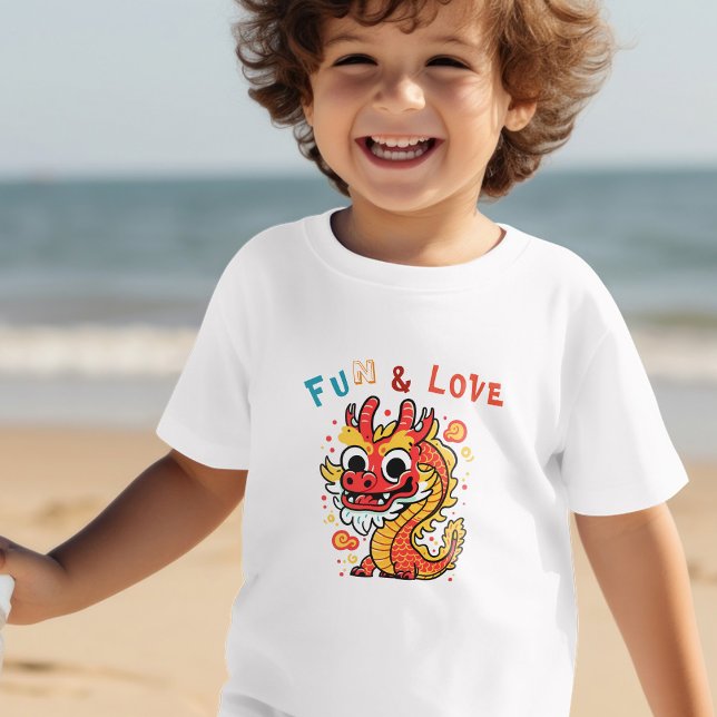 Fun Carton Dragon Chinese New Year Fu Kids Gift Toddler T-shirt (Creator Uploaded)