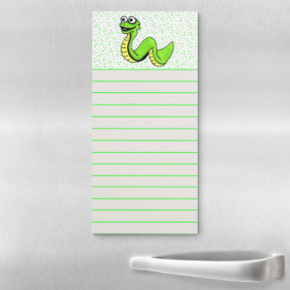 Fun Cartoon Bright Green Yellow Snake Polka Dots Magnetic Notepad