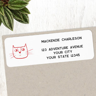 Fun Cartoon Cat Personalized Return Address Label