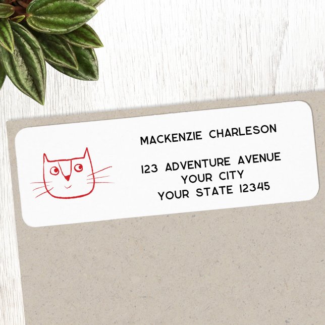 Fun Cartoon Cat Personalized Return Address Label (Fun cartoon kitty cat personalized return address label sticker)