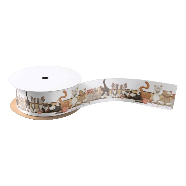 Fun cartoon cats satin ribbon (Spool)