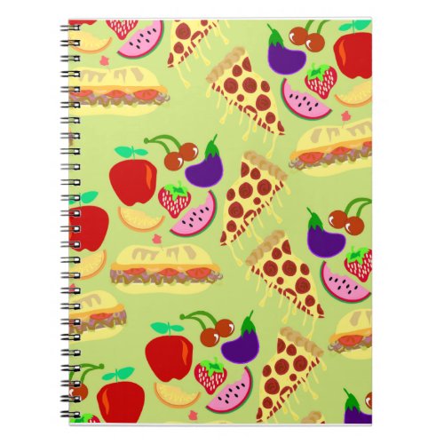 Fun Cartoon Cute Foods Happy Pattern Notebook