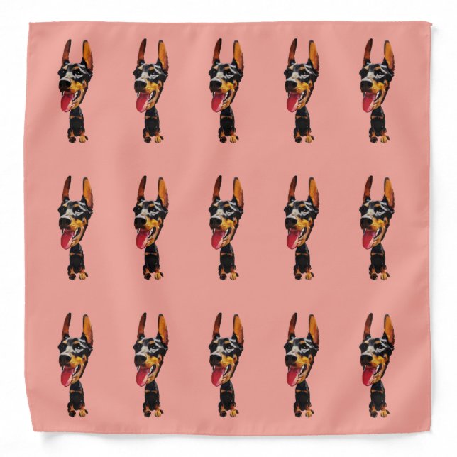Fun Cartoon Doberman Pinscher Bandana (Front)