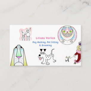 Fun Cartoon Dog Walker Pet Sitter Business Card