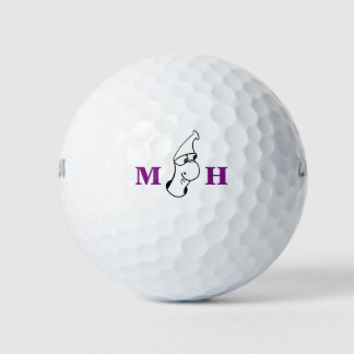 Fun cartoon earthworm with nightcap golf balls