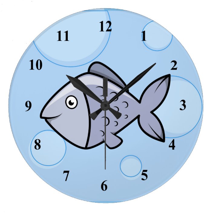 Fun Cartoon Fish Large Clock