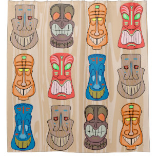 Fun Cartoon Hawaiian Tiki Head Shower Curtain