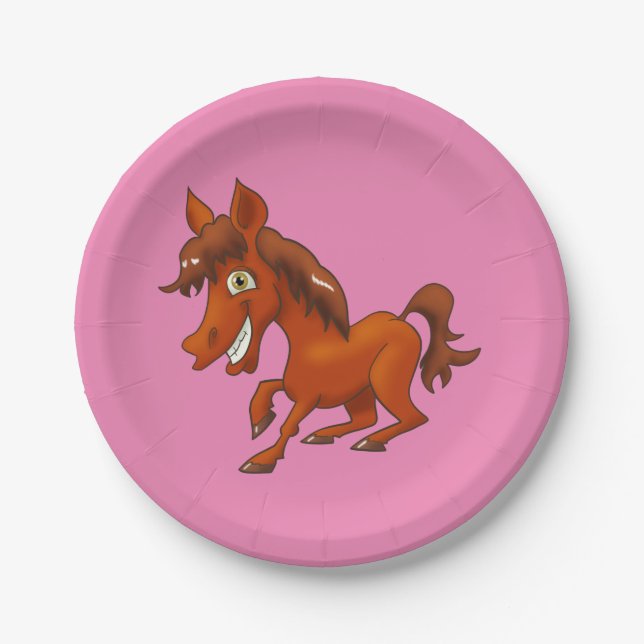 Fun Cartoon Horse Paper Plates (Front)