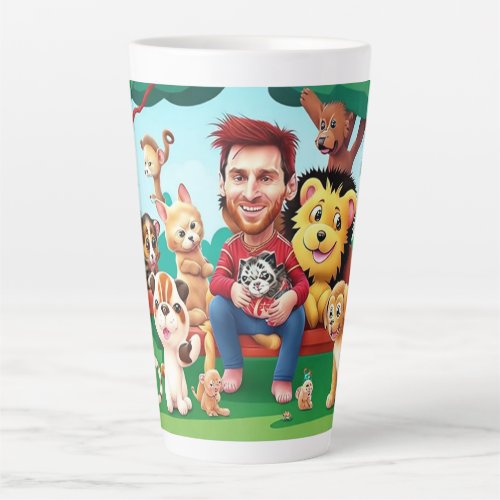 Fun cartoon image Messi cute  animals Latte Mug