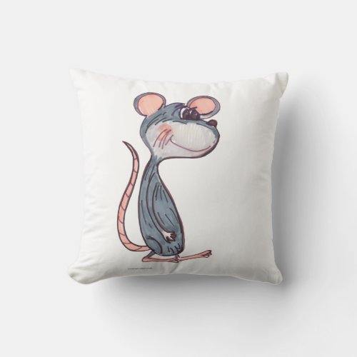 Fun Cartoon Mouse Cute Rodent Character Design Throw Pillow