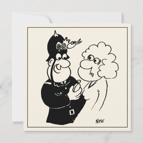 Fun Cartoon of Policeman with Cuckoo Clock Helmet Card