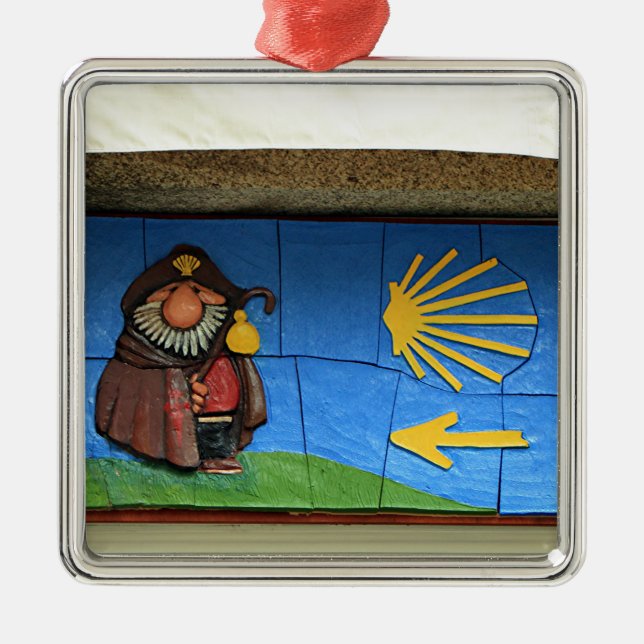 Fun cartoon of St James, Santiago El Camino Metal Ornament (Front)