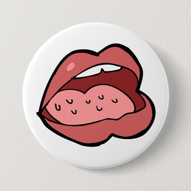 Fun Cartoon Open Mouth and Lips Button (Front)