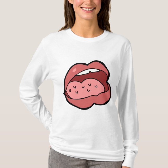 Fun Cartoon Open Mouth and Lips T-Shirt (Front)