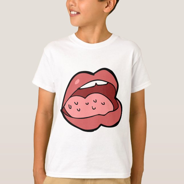 Fun Cartoon Open Mouth and Lips T-Shirt (Front)