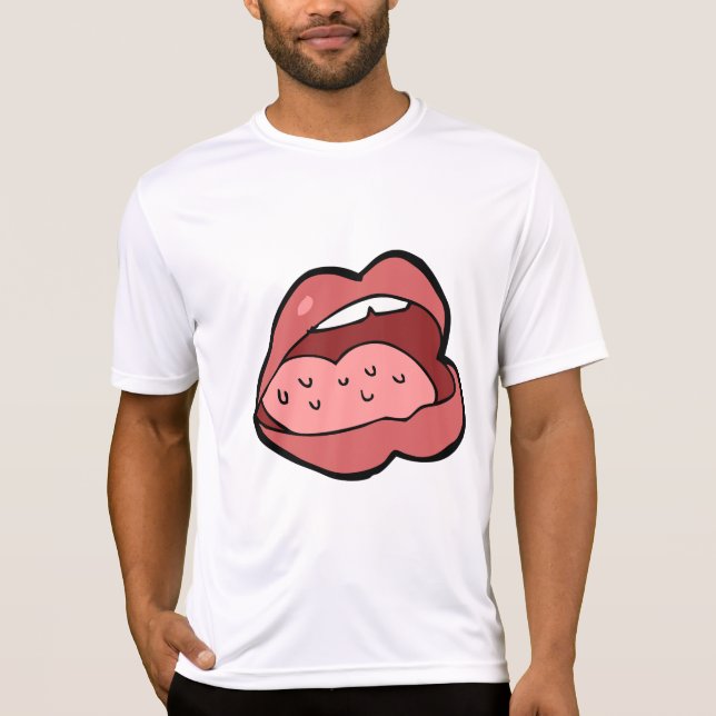 Fun Cartoon Open Mouth and Lips T-Shirt (Front)