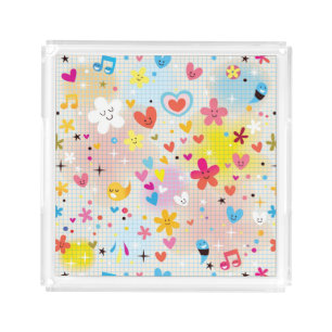 fun cartoon pattern acrylic tray