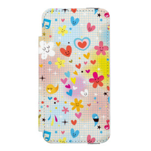fun cartoon pattern wallet case for iPhone SE/5/5s