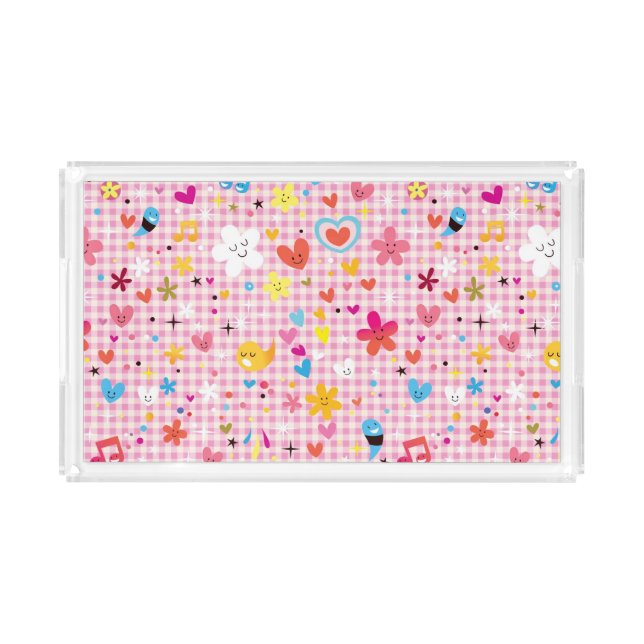 fun cartoon pattern pink acrylic tray (Front)