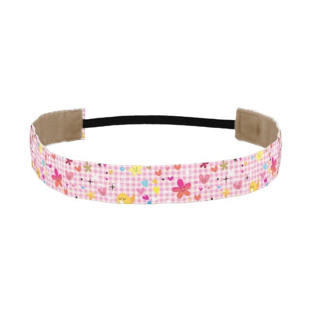fun cartoon pattern pink athletic headband (Front)