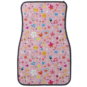 fun cartoon pattern pink car floor mat