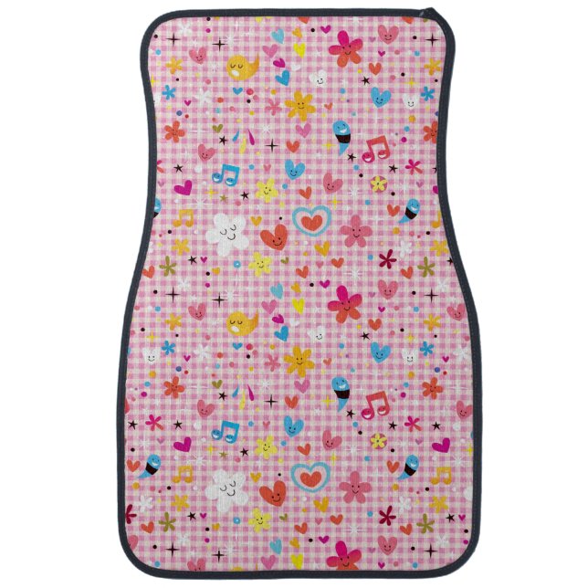 fun cartoon pattern pink car floor mat (Front)