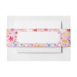 fun cartoon pattern pink invitation belly band