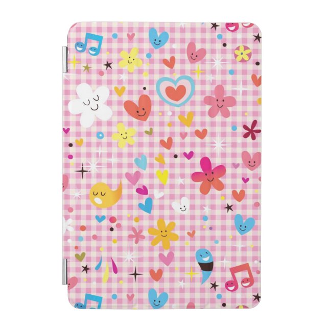 fun cartoon pattern pink iPad mini cover (Front)
