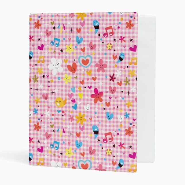fun cartoon pattern pink mini binder (Front/Inside)