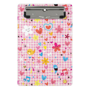 fun cartoon pattern pink mini clipboard