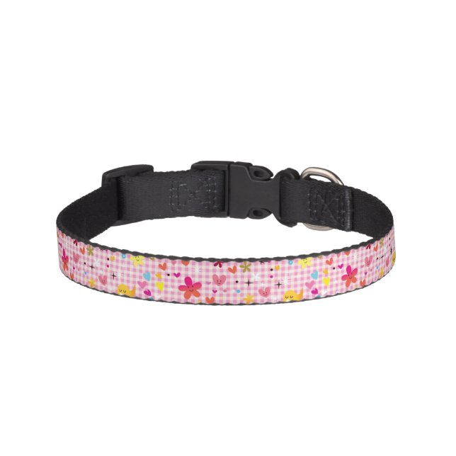 fun cartoon pattern pink pet collar (Front)