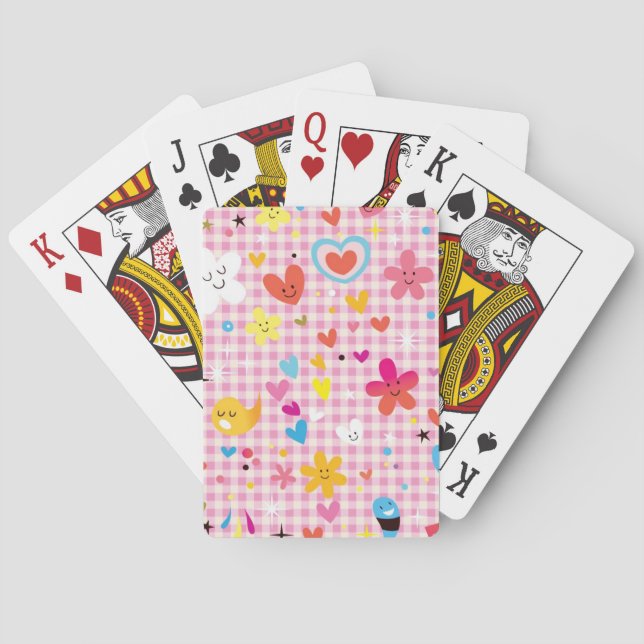 fun cartoon pattern pink poker cards (Back)