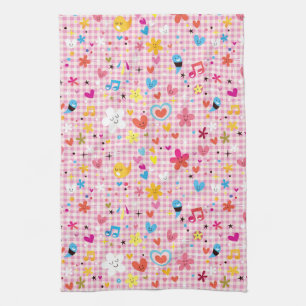 fun cartoon pattern pink towel