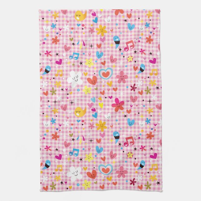 fun cartoon pattern pink towel (Vertical)