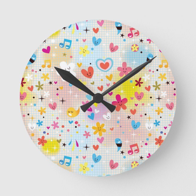 fun cartoon pattern round clock (Front)