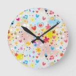 fun cartoon pattern round clock