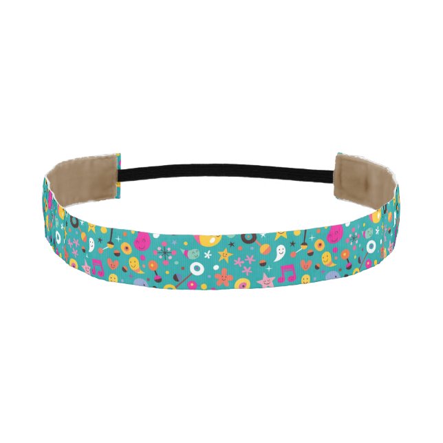 fun cartoon pattern teal athletic headband (Front)