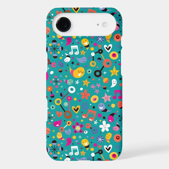 fun cartoon pattern teal Case-Mate iPhone case (Back)