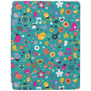 fun cartoon pattern teal iPad smart cover