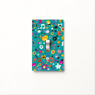 fun cartoon pattern teal light switch cover