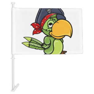 Fun Cartoon Pirate Parrot Car Flag