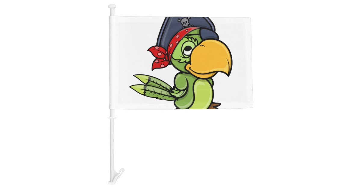 Fun Cartoon Pirate Parrot Car Flag | Zazzle
