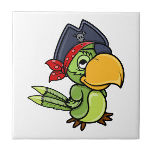 Fun Cartoon Pirate Parrot Ceramic Tile