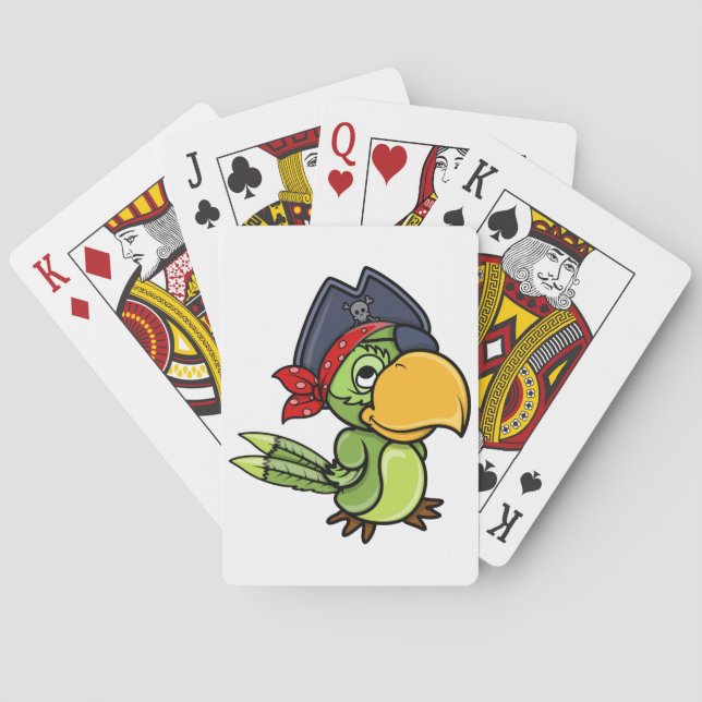 Fun Cartoon Pirate Parrot Poker Cards (Back)
